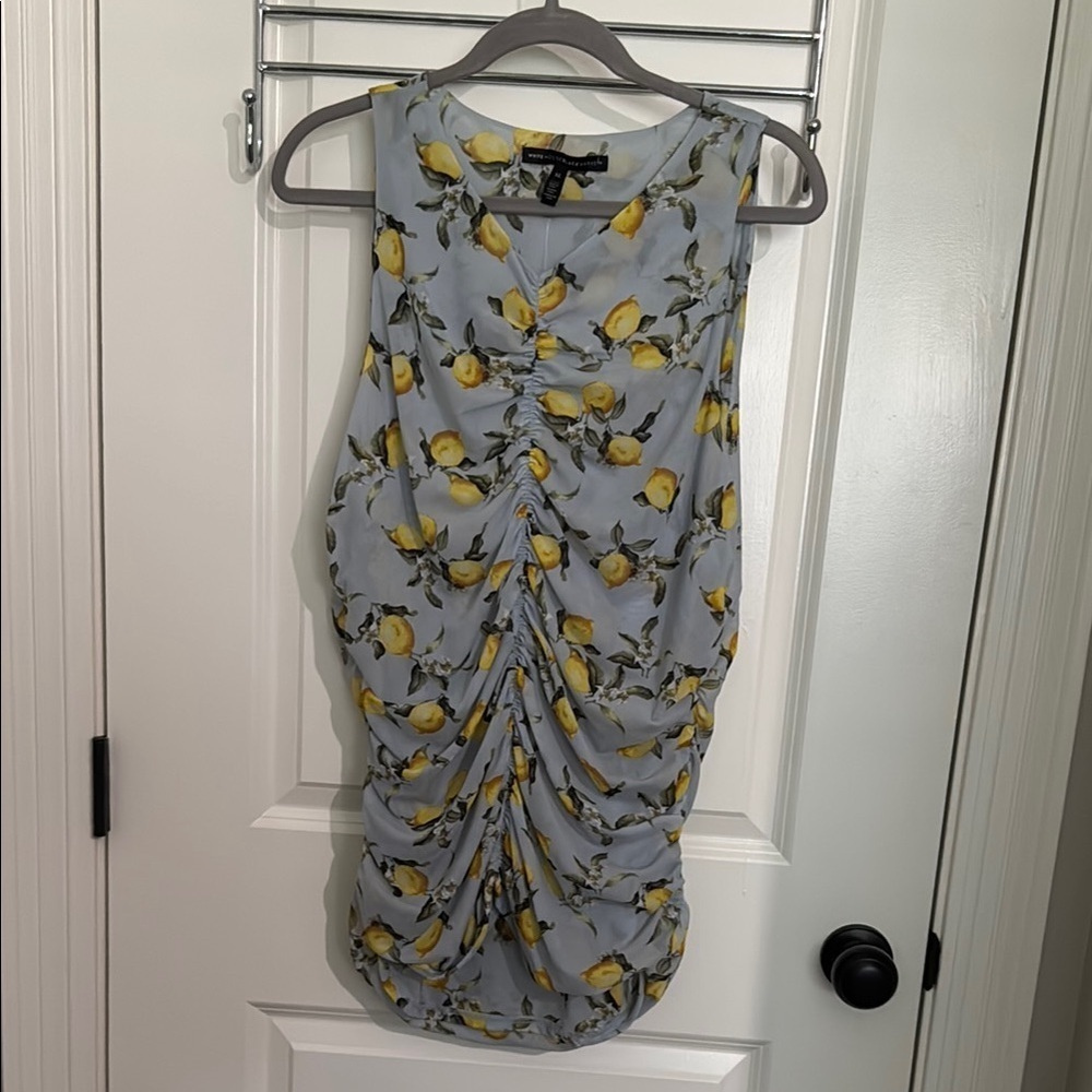White House Black Market Lemon Pattern Blouse